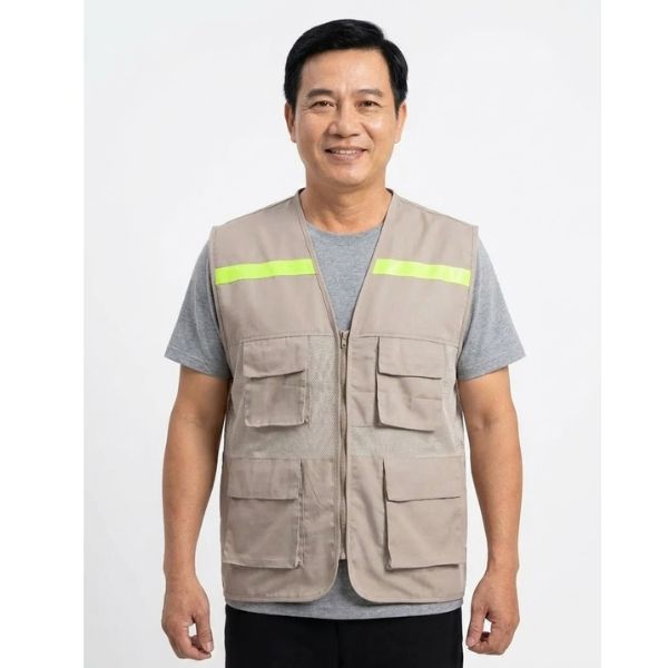 Áo Phản Quang Bảo Hộ Vải Kaki Đạt Chuẩn